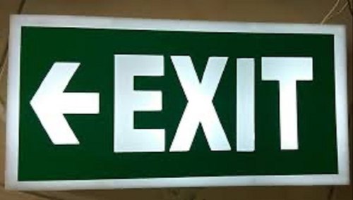 Rectangular Acrylic Exit Sign Board, for Office, Railway Station, Color : Green
