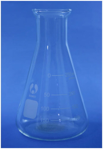 Glass conical flask, Storage Capacity : 100ml, 150ml, 200ml, 250ml, 50ml