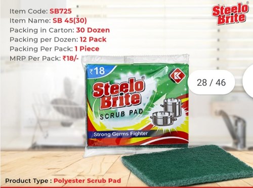 Steelo Brite Polyester Scrub Pad, Color : Green