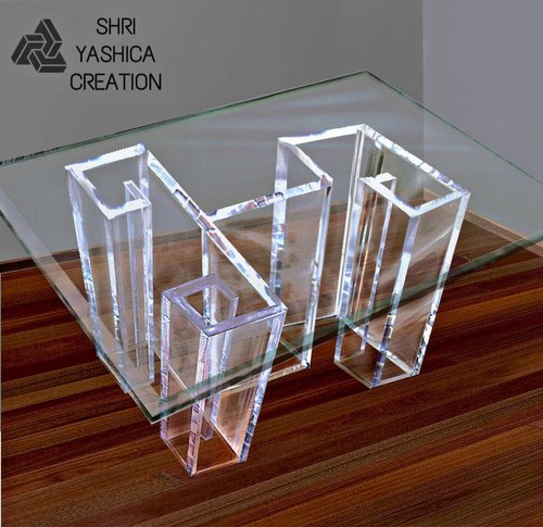  Square Acrylic Dining Table, Color : Transparent