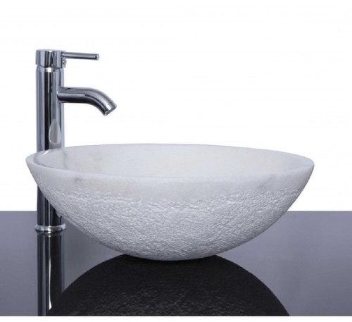 Round White Marble Table Top Wash Basin, for Bathroom, Size : 400 X 400 X 170 Mm