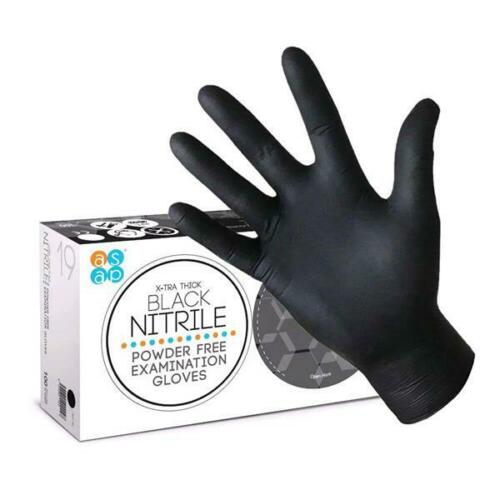 100/box Black Nitrile Gloves Powder & Latex Free Exam Grade Gloves [S M L XL