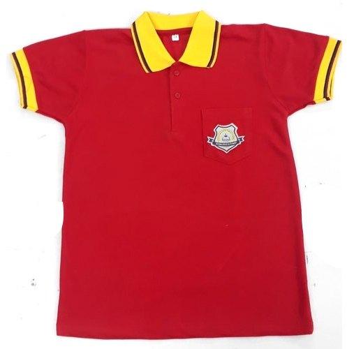 Half Sleeves Cotton School T Shirts, Packaging Type : Box