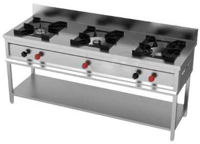 Stainless Steel Three Burner Gas Range, Feature : Easy To Clean, High Eficiency Cooking, Light Weight