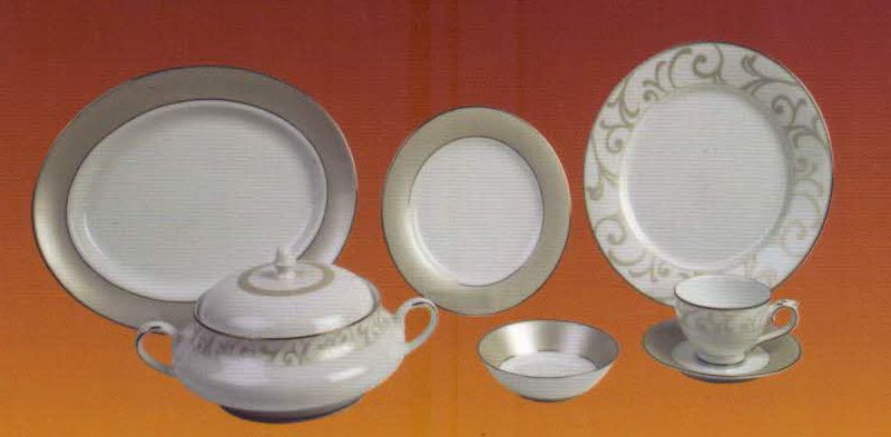 Silver Mix Porcelain Dinner Set