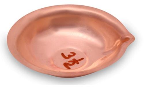 Round Polished 3.5 Number Copper Diya, for Pooja, Color : Brown