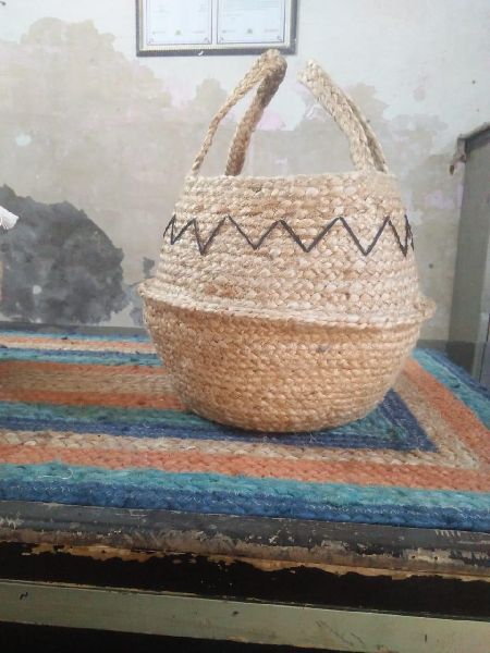 Jute Belly Basket with Handle, Feature : Easy To Carry, Eco Friendly