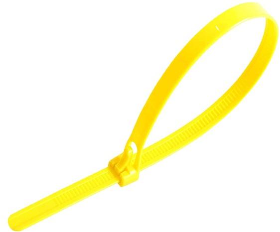Releasable Cable Ties 7.6mm x 250mm Yellow