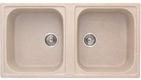 Granite and Quartz Double Bowl Sink, Color : Grey, Light Purple, Pure White, Silver, White