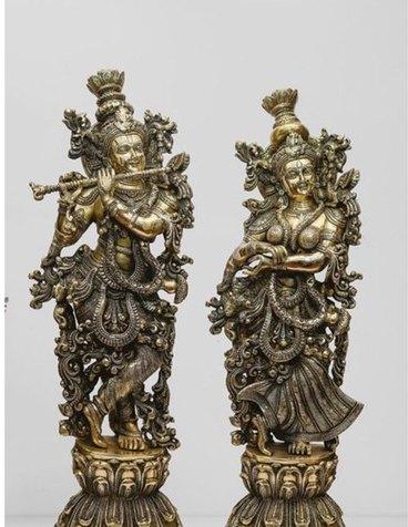 Brass Radha Krishna Statue Set, Packaging Type : Box