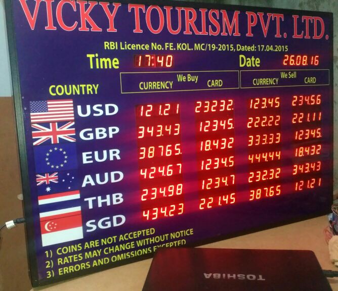 Rectangular foreign exchange rate display board, for Currency dealers, Feature : Unmatched Durability