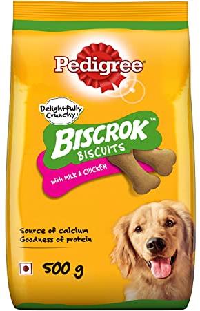 Pedigree Biscrok Biscuit Dog Food, Packaging Type : Can (Tinned), Jute Bag, Loose, Plastic Sack Bag