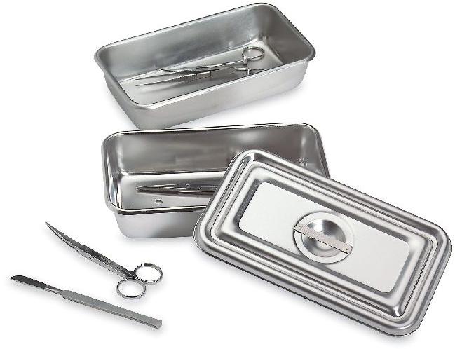Plain Stainless Steel Instrument Tray, Shape : Flat