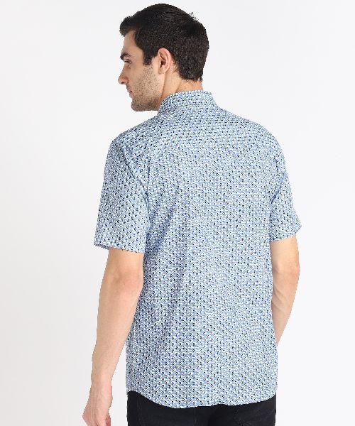 Mens Pati Blue Printed Half Sleeves Cotton Shirt at Rs 300 / Piece in ...