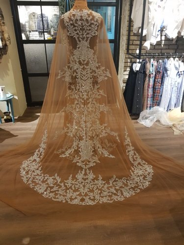 Atticsalt Net Bridal Gown, Color : Beige