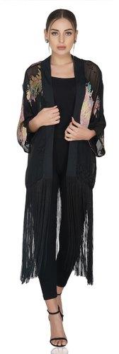 Atticsalt Sequin Tassel Long Shrug, Color : Black