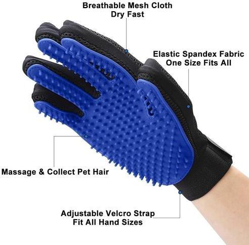 SRI Cotton Silicone Deshedding Glove, Color : Blue, Black
