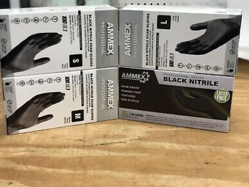 AMMEX Black Nitrile Gloves Powder Free