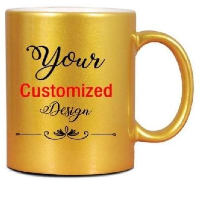 Round Ceramic Golden Printed Mug, for Drinkware, Style : Modern