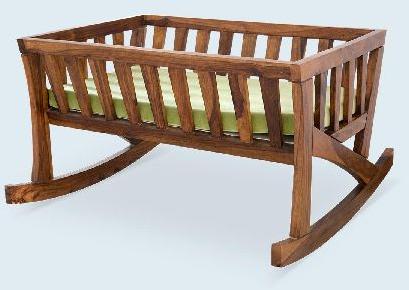 Rectangular Polished Wooden Baby Cot, Size 6x8ft, Style Antique at