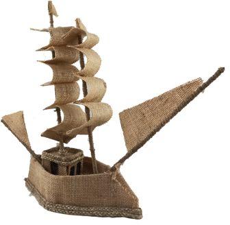 Jute Handmade Sailing Ship, Color : Beige