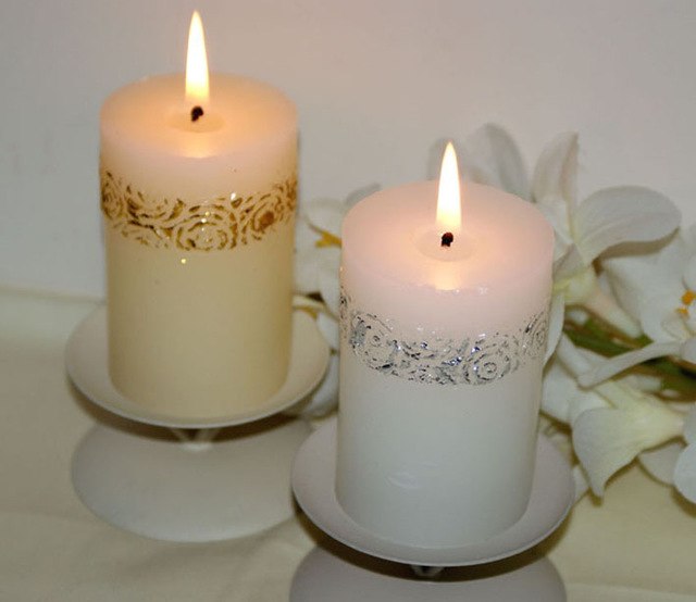 Cylindrical Wax Designer Candles, for Decoration, Feature : Fine Finished