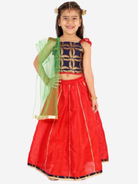 Kids Frill Sleeves Lehenga Choli Set