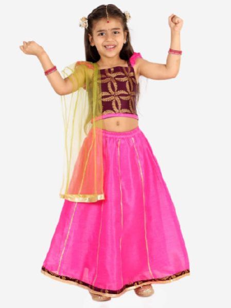 Kids Frill Sleeves Lehenga Choli Set