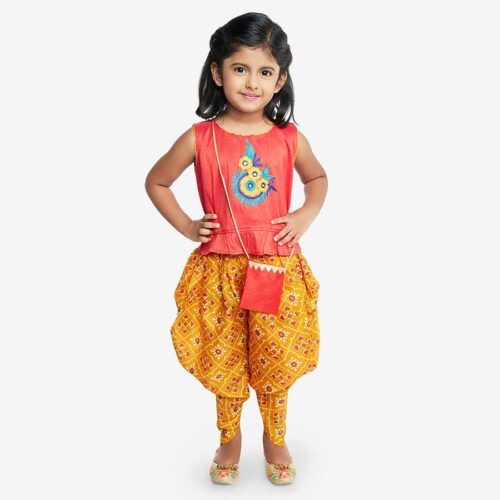 Girls Top and Dhoti Set