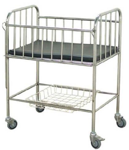 Rectangular Polished Stainless Steel BB003 Portable Baby Bed, for Hospitals, Style : Antique