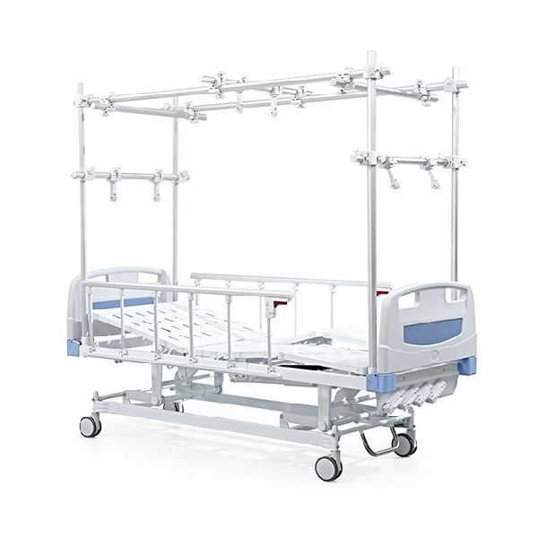 Rectangular Polished Stainless Steel MB025 Orthopedic Traction Bed, for Hospitals, Color : White