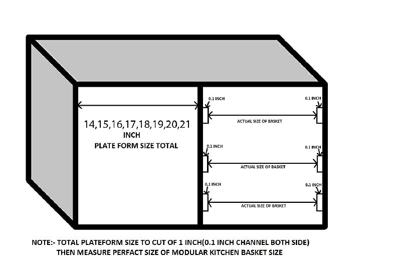 16X20 Inch Stainless Steel Set Of 3 Modular Kitchen Baskets