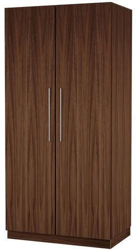 Hinged Wooden double door wardrobe, Color : Brown