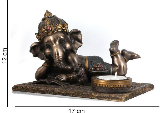 Resin bronze Polished Ganesha Statue, for Interior Decor, Office, Home, Gifting, Garden, Religious Purpose