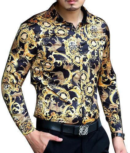 G-GABS Mens Printed Silk Shirt, Occasion : Party Wear, Size : XL at Rs ...