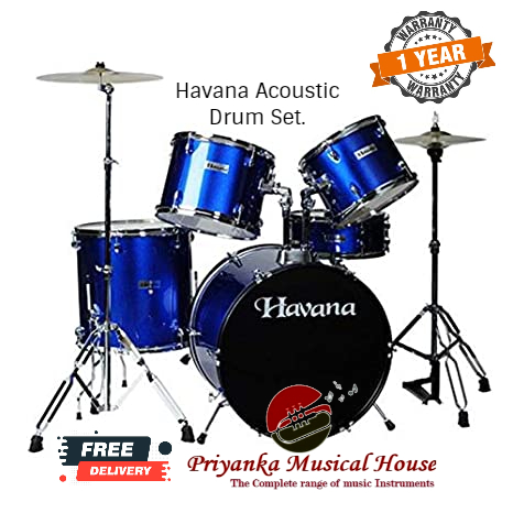 Havana Imported HV522 Acoustic Drum Set, Color : Black, Blue