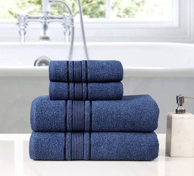 Rectangular Cotton Navy Blue Bath Towels, for Bathroom Use, Feature : Easy Wash