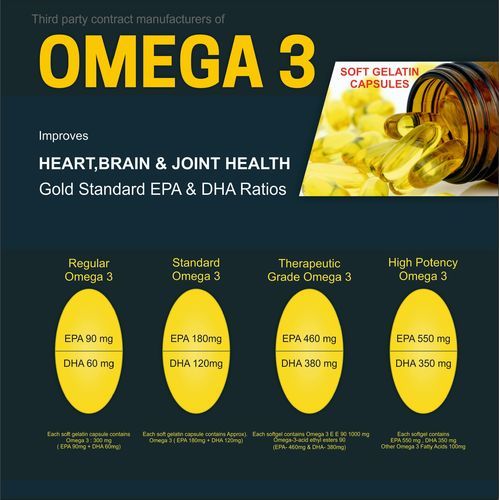 Omega 3 Softgel Capsules, Packaging Type : Blister, Bottle