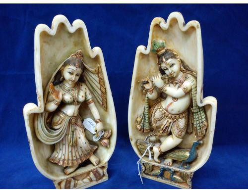 Mahesh Handicraft Marble Radha Krishna Resin Crafts, Color : White