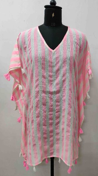 Striped Cotton Kaftan, Size : L, M, XL