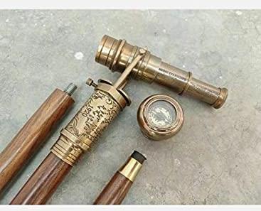 Antique Brass Telescopic Handle Walking Stick, Feature : Easy To Grip, Eco-Friendly, Fine Finishing