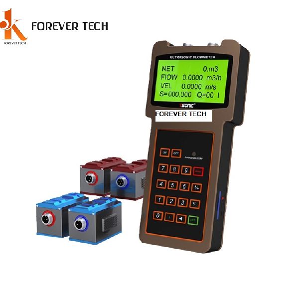 Battery Polished Plastic Handheld Ultrasonic Flowmeter, for Industrial, Line Size : 15mm to 6000 mm