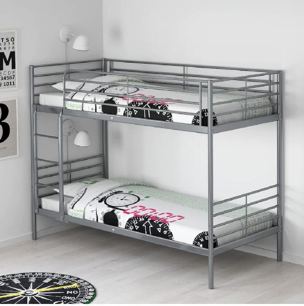 Rectangular Iron Polished metal bunk bed, for Hotel, Home, Bedroom, Dimension : 3x6