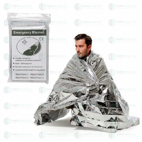 IndoSurgicals Emergency Foil Blanket, Size : 140 x 210cm