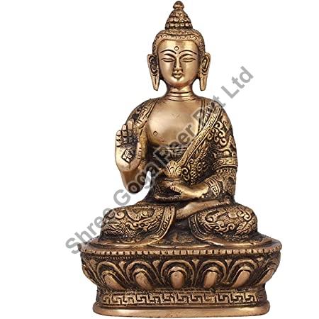 Polished Brass Buddha Statue, for Interior Decor, Pattern : Plain, Carved