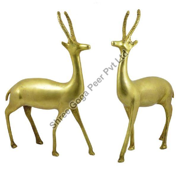Polished Brass Deer Statue, for Interior Decor, Pattern : Plain