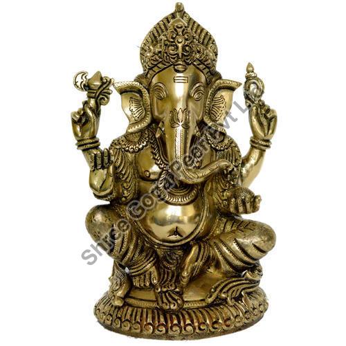 Polished Brass Lord Ganesha Statue, for Rust Proof, Packaging Type : Thermocol Box