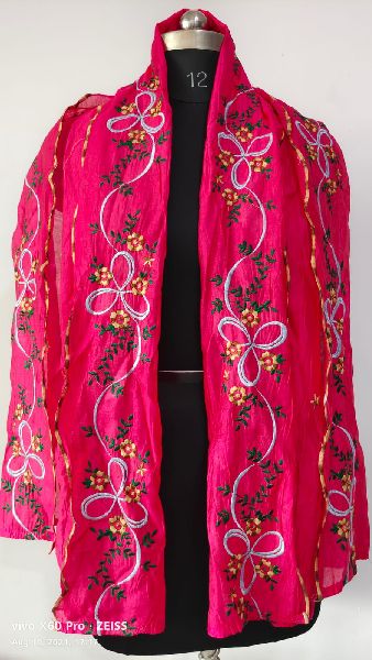 K-NATION Silk 250GM WORK EMBROIDERY STOLE ( HIJAB), Feature : Comfortable, Easily Washable, Skin Friendly