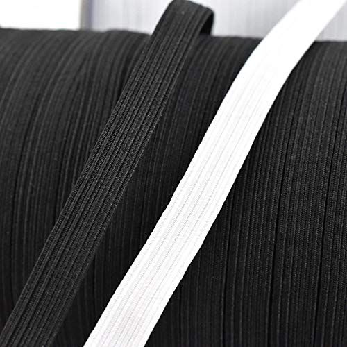 50mtr Black and White Polyester Flat Braided Elastic Cords