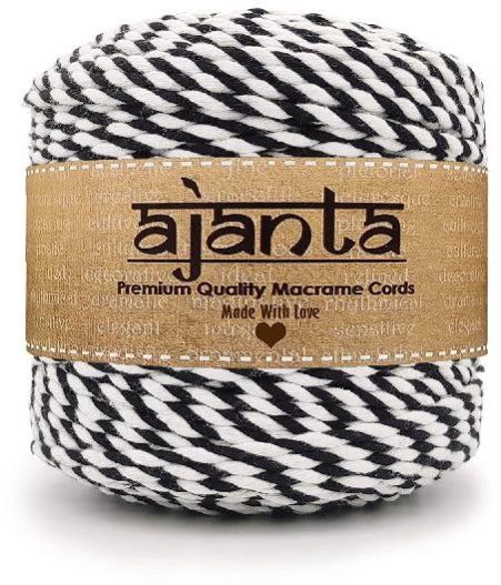 200mtr Black & White Twisted Multicolor Macrame Cords